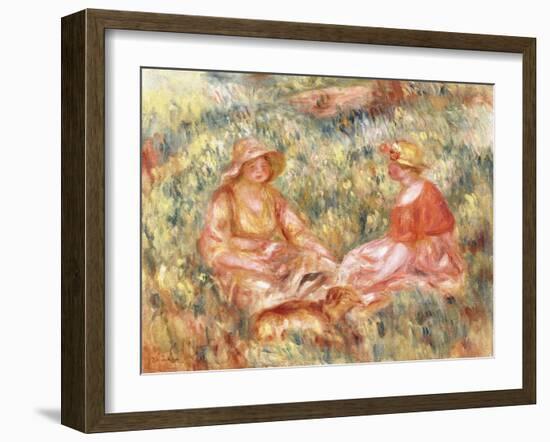 Two Women in the Grass, C.1910-Pierre-Auguste Renoir-Framed Giclee Print