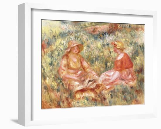 Two Women in the Grass, C.1910-Pierre-Auguste Renoir-Framed Giclee Print