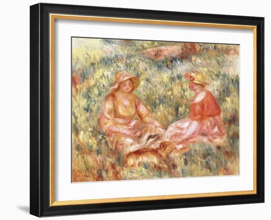 Two Women in the Grass, C.1910-Pierre-Auguste Renoir-Framed Giclee Print