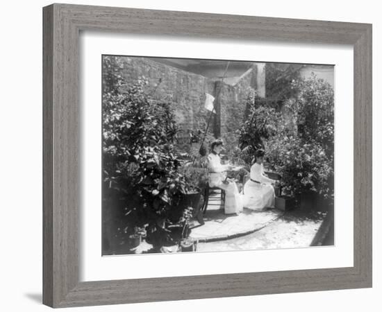 Two Women in their Garden in Cuba Photograph - Cuba-Lantern Press-Framed Art Print