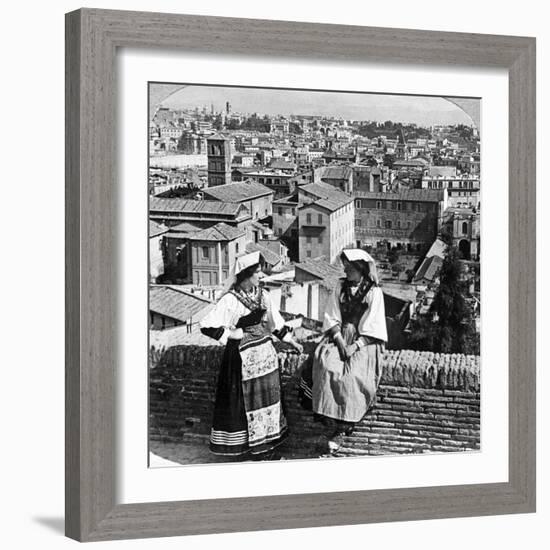 Two Women in Traditional Costume in Rome, Italy-Underwood & Underwood-Framed Photographic Print