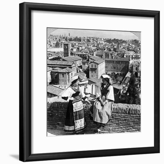 Two Women in Traditional Costume in Rome, Italy-Underwood & Underwood-Framed Photographic Print