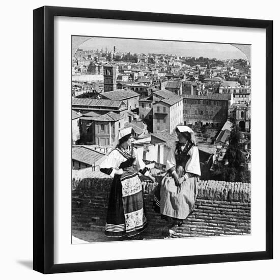 Two Women in Traditional Costume in Rome, Italy-Underwood & Underwood-Framed Photographic Print