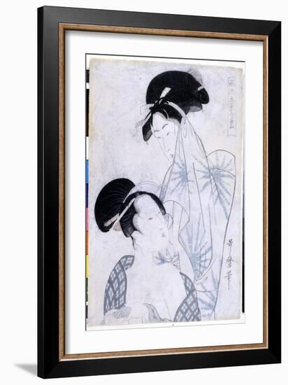 Two Women Leaving the Bath. 1800. Artwork by Utamaro KITAGAWA (1753-1806).-Kitagawa Utamaro-Framed Giclee Print