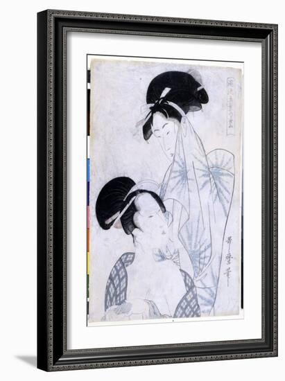 Two Women Leaving the Bath. 1800. Artwork by Utamaro KITAGAWA (1753-1806).-Kitagawa Utamaro-Framed Giclee Print