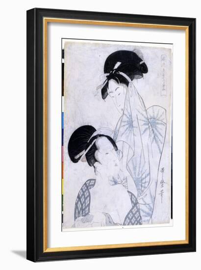 Two Women Leaving the Bath. 1800. Artwork by Utamaro KITAGAWA (1753-1806).-Kitagawa Utamaro-Framed Giclee Print