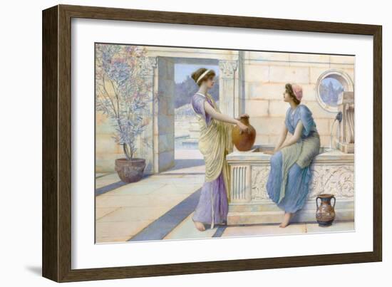 Two Women of Ancient Greece Filling their Water Jugs at a Fountain (Women of Corinth)-Henry Ryland-Framed Giclee Print