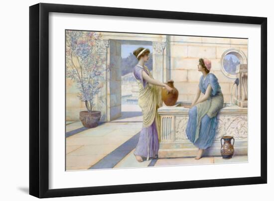 Two Women of Ancient Greece Filling their Water Jugs at a Fountain (Women of Corinth)-Henry Ryland-Framed Giclee Print