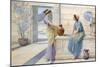 Two Women of Ancient Greece Filling their Water Jugs at a Fountain (Women of Corinth)-Henry Ryland-Mounted Giclee Print