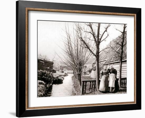 Two Women on a Canal Bank, Broek, Netherlands, 1898-James Batkin-Framed Photographic Print