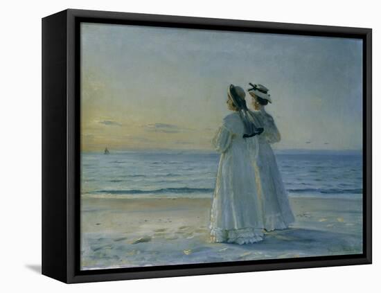 Two Women on the Beach at Skagen, 1908-Michael Peter Ancher-Framed Premier Image Canvas