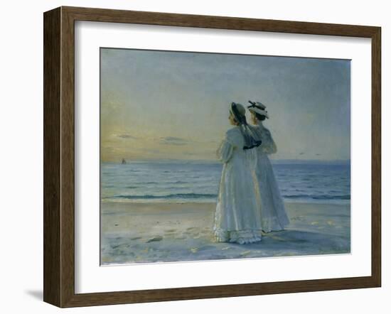 Two Women on the Beach at Skagen, 1908-Michael Peter Ancher-Framed Giclee Print