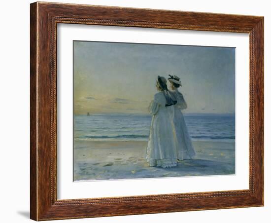 Two Women on the Beach at Skagen, 1908-Michael Peter Ancher-Framed Giclee Print