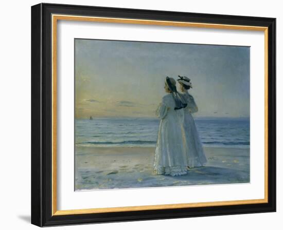 Two Women on the Beach at Skagen, 1908-Michael Peter Ancher-Framed Giclee Print