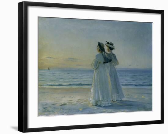 Two Women on the Beach at Skagen, 1908-Michael Peter Ancher-Framed Giclee Print