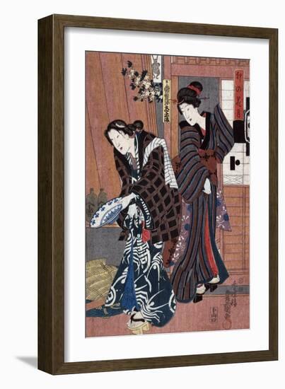 Two Women, one Holding a Large Bowl, Japanese Wood-Cut Print-Lantern Press-Framed Art Print