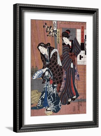 Two Women, one Holding a Large Bowl, Japanese Wood-Cut Print-Lantern Press-Framed Art Print