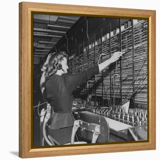 Two Women Operating Switchboard During Chesapeake and Potomac Telephone Strike-Yale Joel-Framed Premier Image Canvas