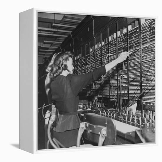 Two Women Operating Switchboard During Chesapeake and Potomac Telephone Strike-Yale Joel-Framed Premier Image Canvas