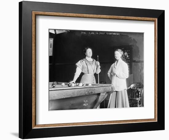 Two women Playing Billiards at Pool Hall Photograph-Lantern Press-Framed Art Print