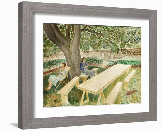 Two Women Sitting in a Garden, 1933-Eric Ravilious-Framed Giclee Print