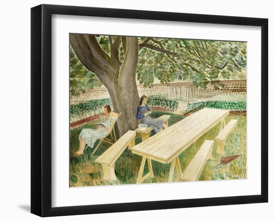 Two Women Sitting in a Garden, 1933-Eric Ravilious-Framed Giclee Print