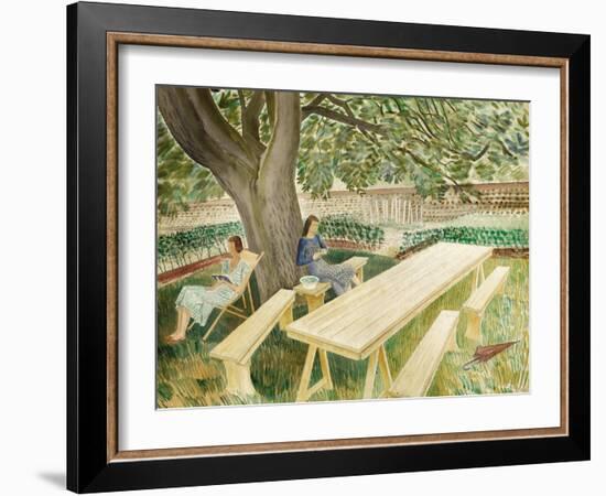 Two Women Sitting in a Garden, 1933-Eric Ravilious-Framed Giclee Print