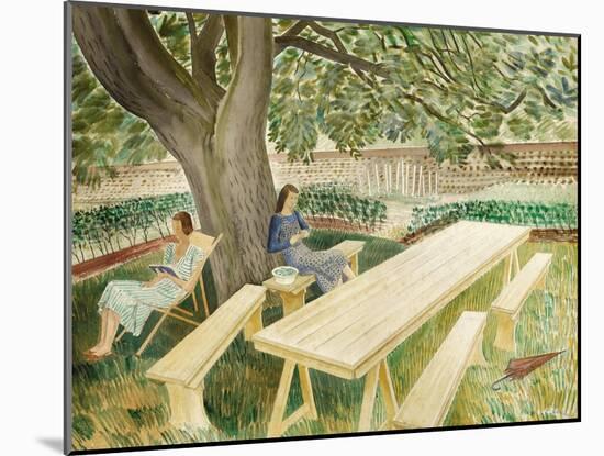 Two Women Sitting in a Garden, 1933-Eric Ravilious-Mounted Giclee Print