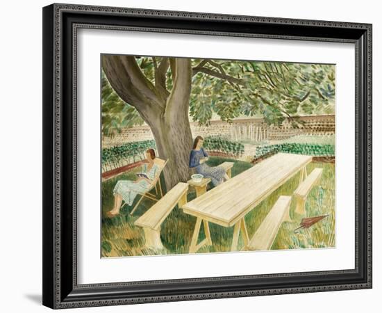 Two Women Sitting in a Garden, 1933-Eric Ravilious-Framed Giclee Print