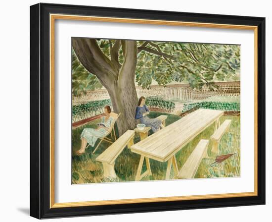 Two Women Sitting in a Garden, 1933-Eric Ravilious-Framed Giclee Print