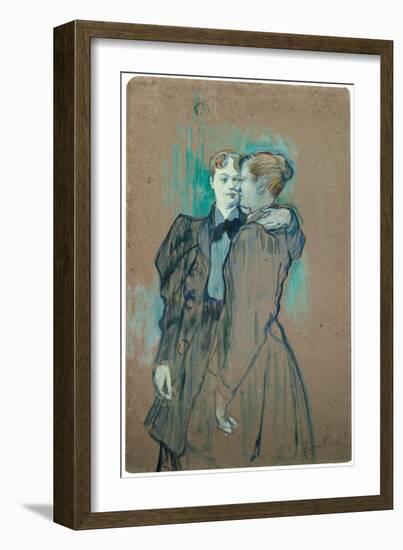 Two Women Waltzing; Deux Femmes Valsant, 1894 (Oil on Board)-Henri de Toulouse-Lautrec-Framed Giclee Print