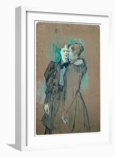 Two Women Waltzing; Deux Femmes Valsant, 1894 (Oil on Board)-Henri de Toulouse-Lautrec-Framed Giclee Print