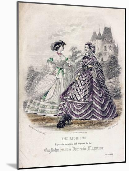 Two Women Wearing the Latest Fashions in an Outdoor Setting, 1860-Jules David-Mounted Giclee Print