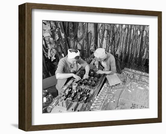 Two Women Wiring Cable Board For 10 KW Broadcast Transmitter at General Electric Plant-Alfred Eisenstaedt-Framed Photographic Print