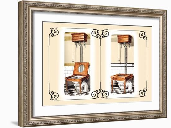 Two Wooden Toilets-null-Framed Art Print