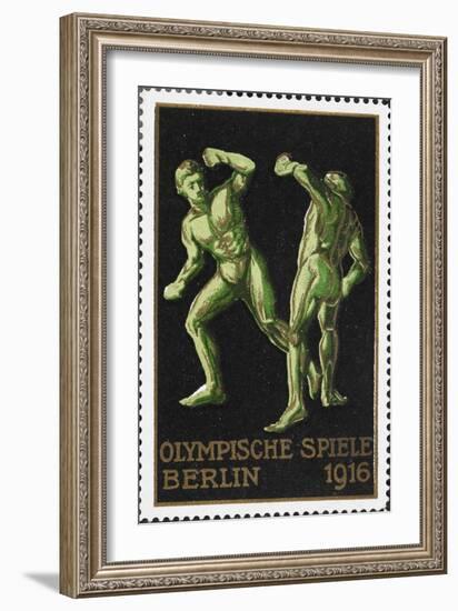 Two Wrestlers. Germany 1916 Berlin Olympic Games Poster Stamp, Unused-null-Framed Giclee Print