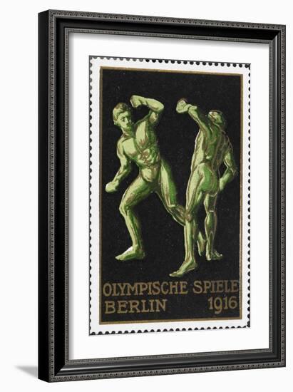 Two Wrestlers. Germany 1916 Berlin Olympic Games Poster Stamp, Unused-null-Framed Giclee Print