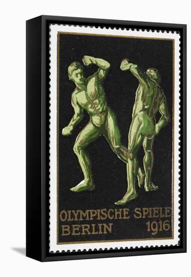 Two Wrestlers. Germany 1916 Berlin Olympic Games Poster Stamp, Unused-null-Framed Premier Image Canvas