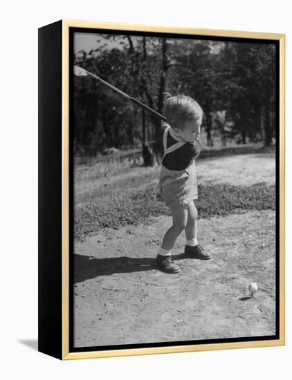 Two Year Old Golfer Bobby Mallick Taking a Swing-Al Fenn-Framed Premier Image Canvas