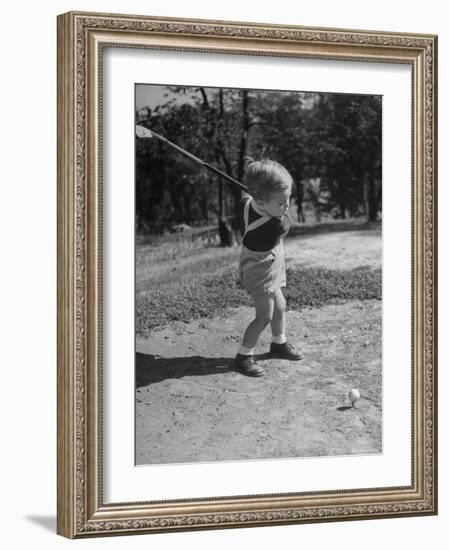 Two Year Old Golfer Bobby Mallick Taking a Swing-Al Fenn-Framed Photographic Print