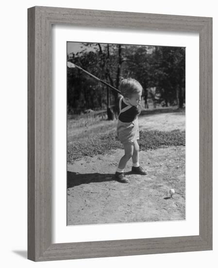 Two Year Old Golfer Bobby Mallick Taking a Swing-Al Fenn-Framed Photographic Print