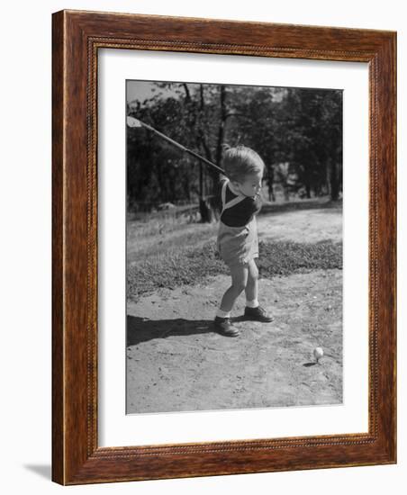 Two Year Old Golfer Bobby Mallick Taking a Swing-Al Fenn-Framed Photographic Print