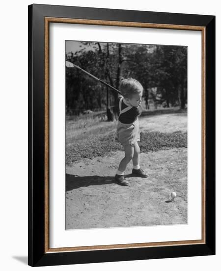 Two Year Old Golfer Bobby Mallick Taking a Swing-Al Fenn-Framed Photographic Print