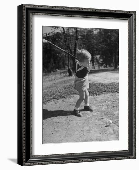 Two Year Old Golfer Bobby Mallick Taking a Swing-Al Fenn-Framed Photographic Print