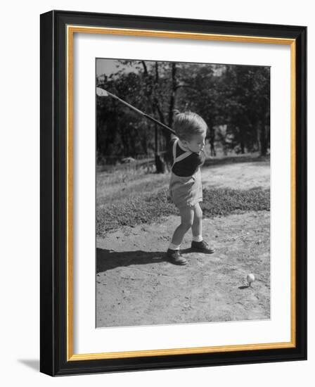 Two Year Old Golfer Bobby Mallick Taking a Swing-Al Fenn-Framed Photographic Print