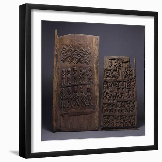 Two Yoruba Doors, One for a Shango Shrine, Both Carved in Relief with Varoius Figures-null-Framed Giclee Print