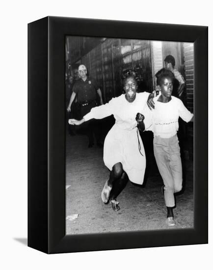 Two Young African Americans Girls, Screaming During Riots in Bedford-Stuyvesant Section of Brooklyn-null-Framed Stretched Canvas