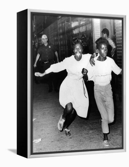 Two Young African Americans Girls, Screaming During Riots in Bedford-Stuyvesant Section of Brooklyn-null-Framed Stretched Canvas