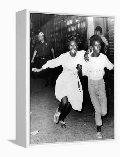 Two Young African Americans Girls, Screaming During Riots in Bedford-Stuyvesant Section of Brooklyn-null-Framed Stretched Canvas
