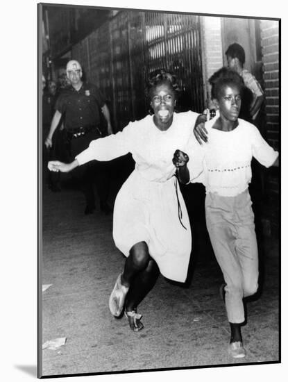 Two Young African Americans Girls, Screaming During Riots in Bedford-Stuyvesant Section of Brooklyn-null-Mounted Photo